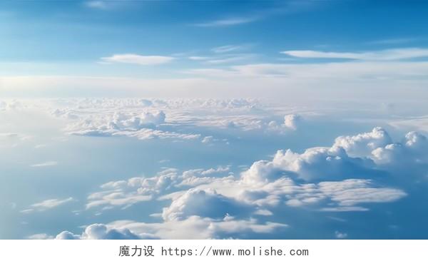 高空中的云海景色航拍视角蓝天中的白云风景图